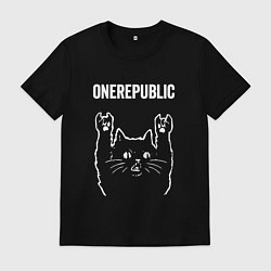 Футболка хлопковая мужская OneRepublic Рок кот One Republic, цвет: черный
