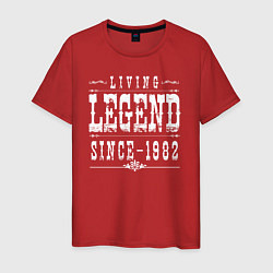 Футболка хлопковая мужская Живая легенда с 1982 года, цвет: красный