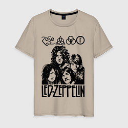 Футболка хлопковая мужская Led Zeppelin Black, цвет: миндальный