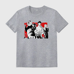 Футболка хлопковая мужская Магическая битва панда, цвет: меланж