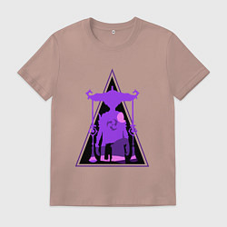 Футболка хлопковая мужская Геншин Импакт Скарамучча, цвет: пыльно-розовый