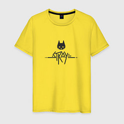 Футболка хлопковая мужская Stray ровный логотип, черный, цвет: желтый