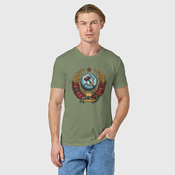 Футболка хлопковая мужская Серп и молот СССР, цвет: авокадо — фото 2