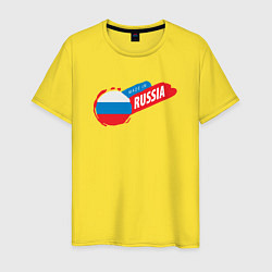 Футболка хлопковая мужская Лейбл Сделано в России, цвет: желтый