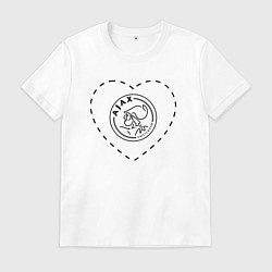 Футболка хлопковая мужская Лого Ajax в сердечке, цвет: белый