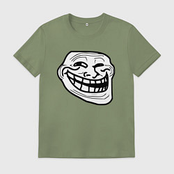 Футболка хлопковая мужская Тролльфейс улыбается мем, цвет: авокадо
