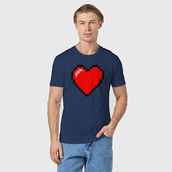 Футболка хлопковая мужская Пиксельное сердце-здоровье - Красный, цвет: тёмно-синий — фото 2