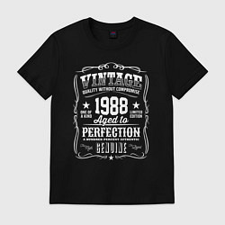 Футболка хлопковая мужская Винтаж 1988 года, выдержанный до совершенства, цвет: черный