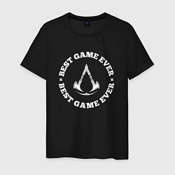 Футболка хлопковая мужская Символ Assassins Creed и круглая надпись best game, цвет: черный