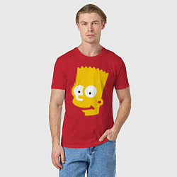 Футболка хлопковая мужская Барт Симпсон - портрет, цвет: красный — фото 2