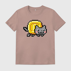 Футболка хлопковая мужская Нян Коин Кэт, цвет: пыльно-розовый