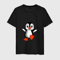 Футболка хлопковая мужская Маленький крошка пингвин, цвет: черный