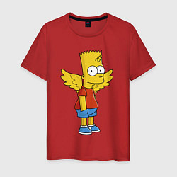 Футболка хлопковая мужская Барт Симпсон - единорог, цвет: красный