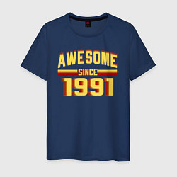 Футболка хлопковая мужская Awesome Since 1991, цвет: тёмно-синий