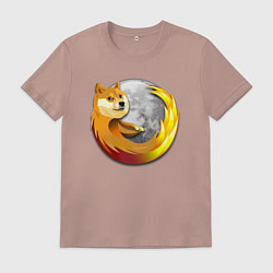 Футболка хлопковая мужская Пёсик Доге охватывает планету, цвет: пыльно-розовый