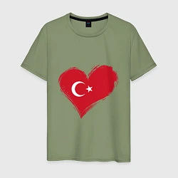 Футболка хлопковая мужская Сердце - Турция, цвет: авокадо