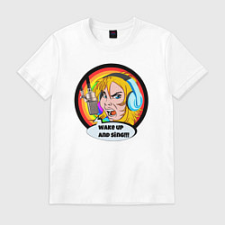 Футболка хлопковая мужская ПРОСНИСЬ И ПОЙ, цвет: белый