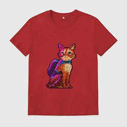 Футболка хлопковая мужская Stray pixel art, цвет: красный