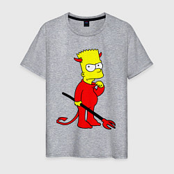 Футболка хлопковая мужская Bart Simpson - devil, цвет: меланж
