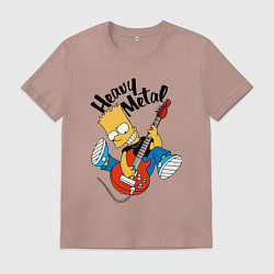 Футболка хлопковая мужская Барт Симпсон - гитарист - heavy metal, цвет: пыльно-розовый