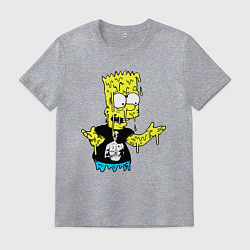 Футболка хлопковая мужская Плавящийся Барт Симпсон - стилизация, цвет: меланж
