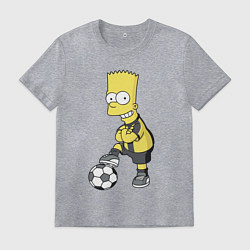 Футболка хлопковая мужская Барт Симпсон - крутой футбольный форвард, цвет: меланж