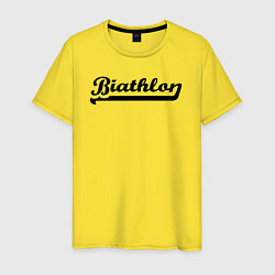 Футболка хлопковая мужская Biathlon logo, цвет: желтый