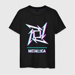 Футболка хлопковая мужская Metallica glitch rock, цвет: черный