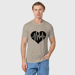 Футболка хлопковая мужская Кардиограмма сердца, цвет: миндальный — фото 2