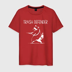 Футболка хлопковая мужская Енот защитник мусора, цвет: красный
