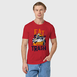 Футболка хлопковая мужская Ешь мусор - мусорная панда, цвет: красный — фото 2