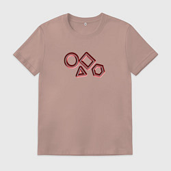 Футболка хлопковая мужская Красные геометрические фигуры, цвет: пыльно-розовый