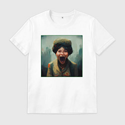 Футболка хлопковая мужская Портрет ужасной женщины, цвет: белый