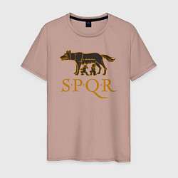 Футболка хлопковая мужская Капитолийская волчица SPQR, цвет: пыльно-розовый