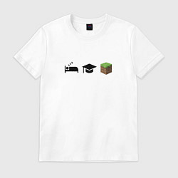 Футболка хлопковая мужская Для любителей играть в Minecraft, цвет: белый