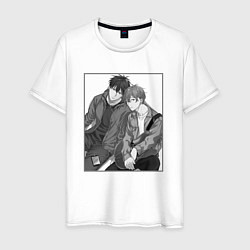 Футболка хлопковая мужская Mafuyu and Ritsuka, цвет: белый