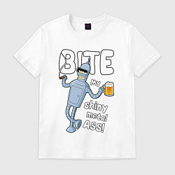 Футболка хлопковая мужская Bender ass & beer, цвет: белый