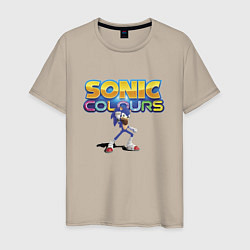 Футболка хлопковая мужская Sonic colors - Hedgehog, цвет: миндальный