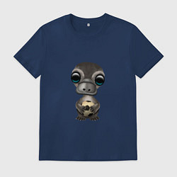 Футболка хлопковая мужская Футбол - Утконос, цвет: тёмно-синий