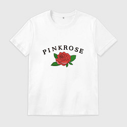 Футболка хлопковая мужская Pink rose, цвет: белый