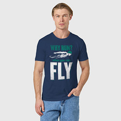 Футболка хлопковая мужская Кто бегает когда можно летать, цвет: тёмно-синий — фото 2