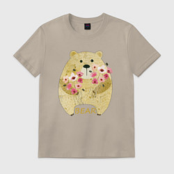 Футболка хлопковая мужская Flowers by bear, цвет: миндальный