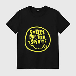 Футболка хлопковая мужская Smells like teen spirit quote, цвет: черный