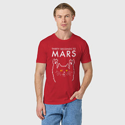 Футболка хлопковая мужская Thirty Seconds to Mars rock cat, цвет: красный — фото 2
