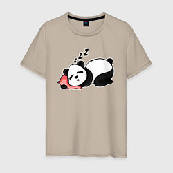 Футболка хлопковая мужская Дрыхнущая панда, цвет: миндальный