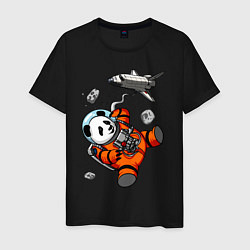 Футболка хлопковая мужская Космическая панда, цвет: черный