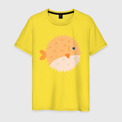 Футболка хлопковая мужская Иглобрюхая рыба-ёж, цвет: желтый