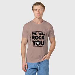 Футболка хлопковая мужская We rock you, цвет: пыльно-розовый — фото 2