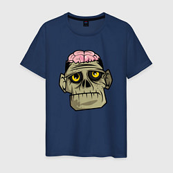 Футболка хлопковая мужская Череп зомби с мозгами, цвет: тёмно-синий