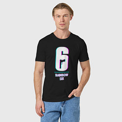 Футболка хлопковая мужская Rainbow Six в стиле glitch и баги графики, цвет: черный — фото 2